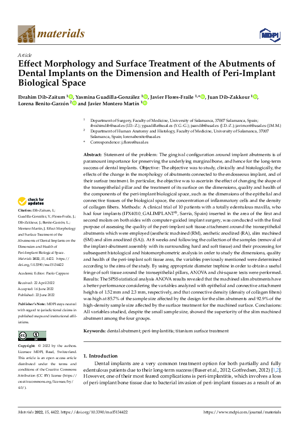 (PDF) Effect Morphology and Surface Treatment of the Abutments of ...