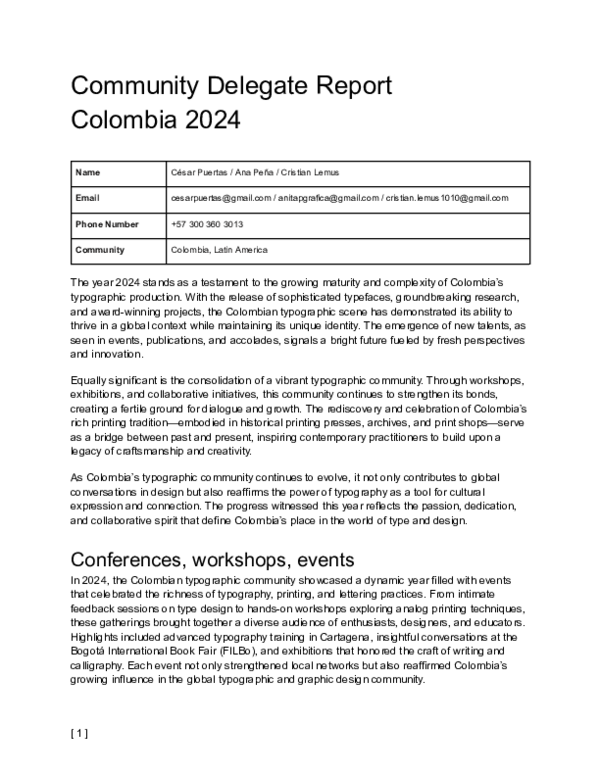 (PDF) Community Delegate Report Colombia 2024