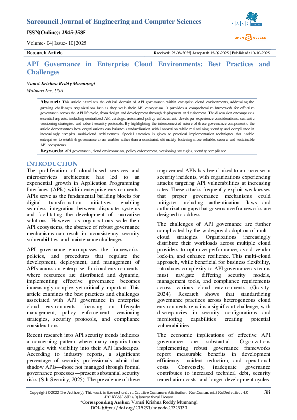 (PDF) API Governance in Enterprise Cloud Environments: Best Practices ...