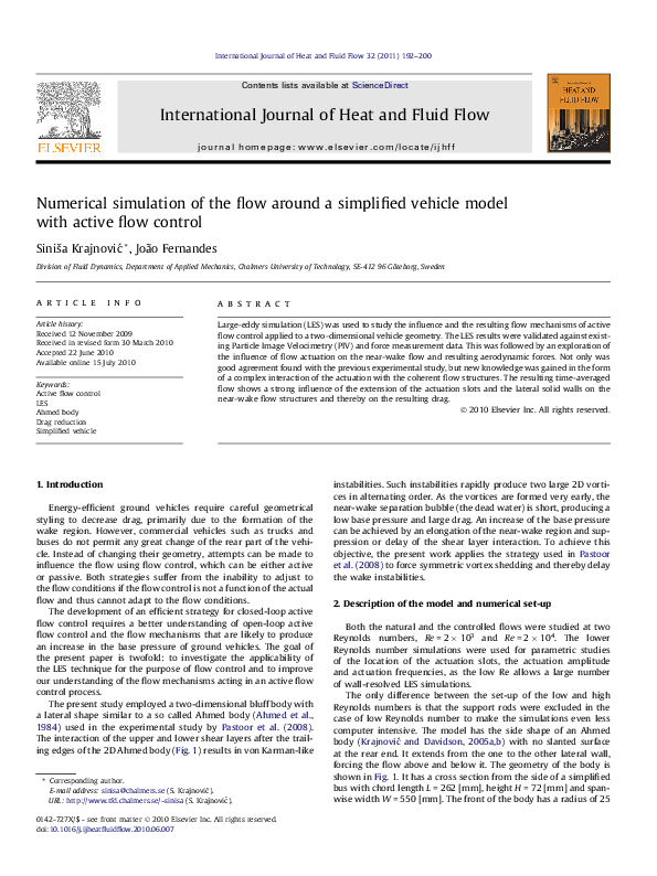 (PDF) Numerical simulation of the flow around a simplified vehicle ...