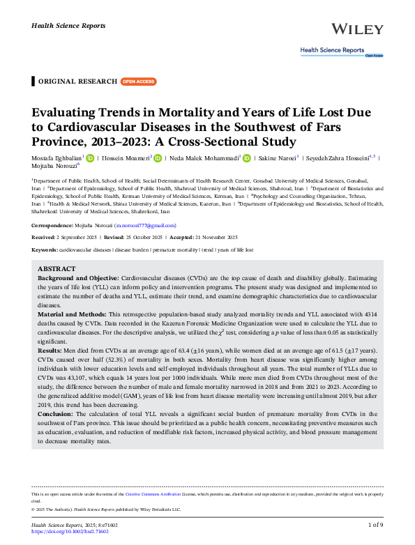 (PDF) Evaluating Trends in Mortality and Years of Life Lost Due to ...