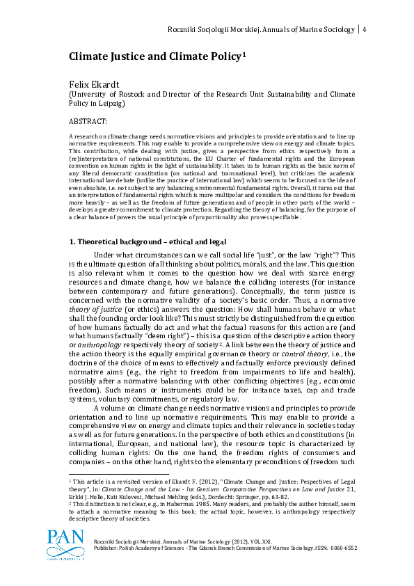 (PDF) Climate Justice and Climate Policy