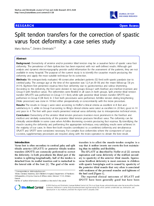 (PDF) Split tendon transfers for the correction of spastic varus foot ...