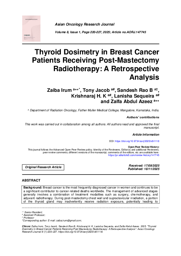 (PDF) Thyroid Dosimetry in Breast Cancer Patients Receiving Post ...