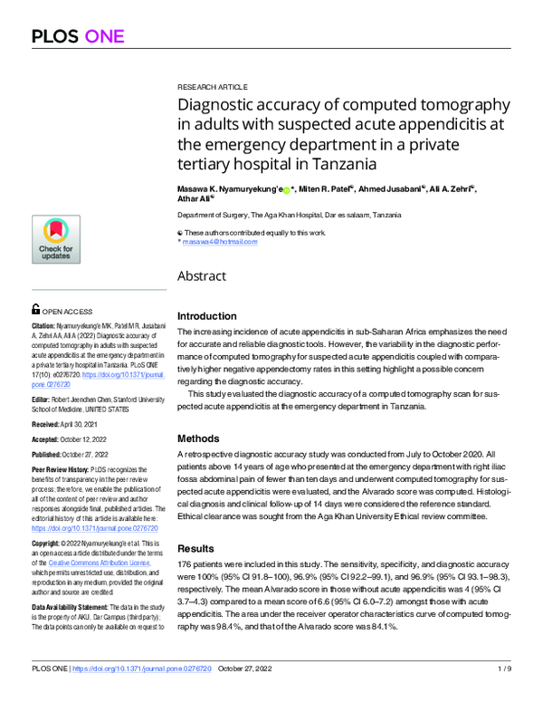 (PDF) Diagnostic accuracy of computed tomography in adults with ...