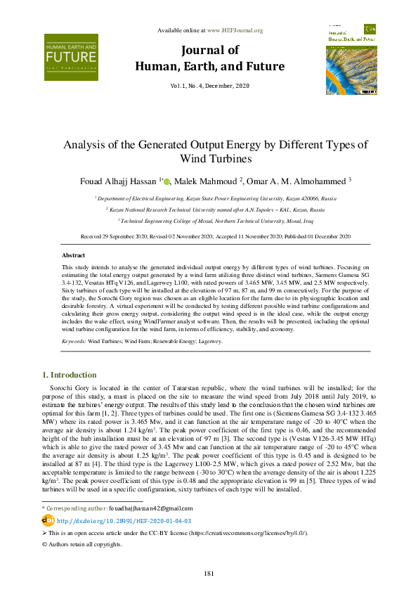 (PDF) Analysis of the Generated Output Energy by Different Types of ...