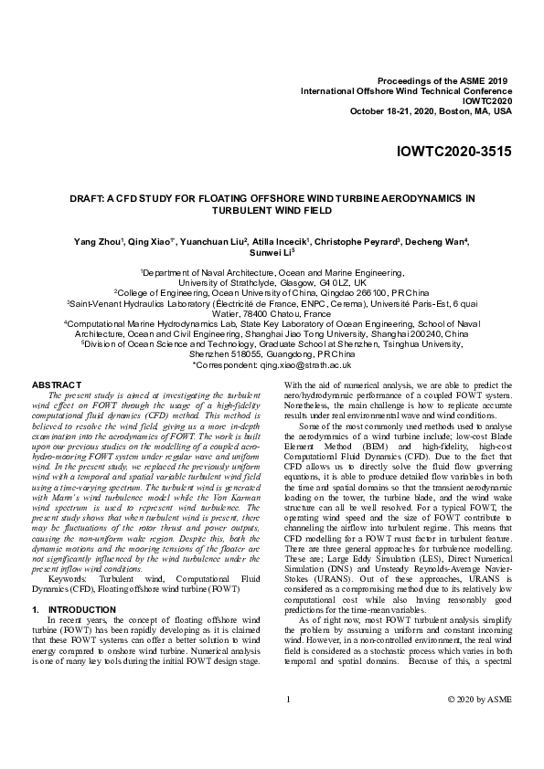 (PDF) A CFD Study for Floating Offshore Wind Turbine Aerodynamics in ...