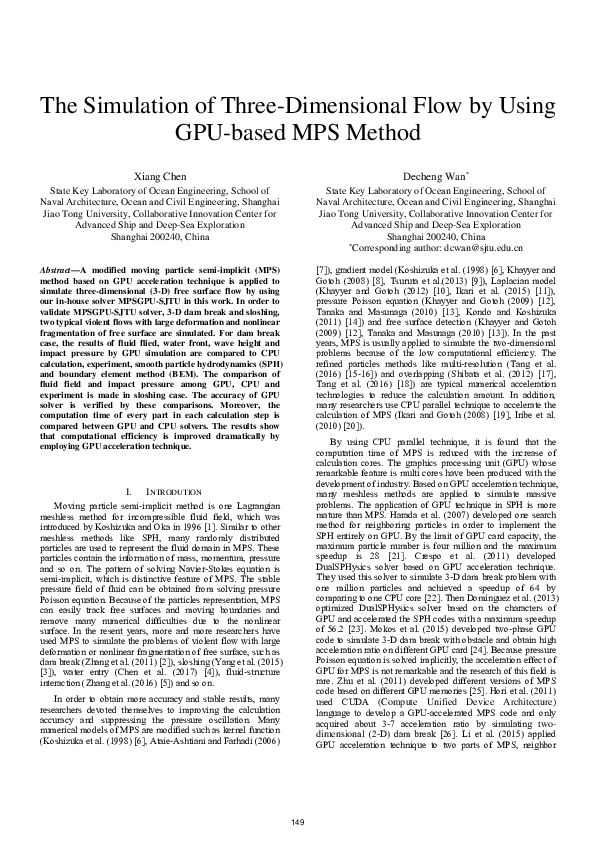 (PDF) The Simulation of Three-Dimensional Flow by Using GPU-based MPS ...