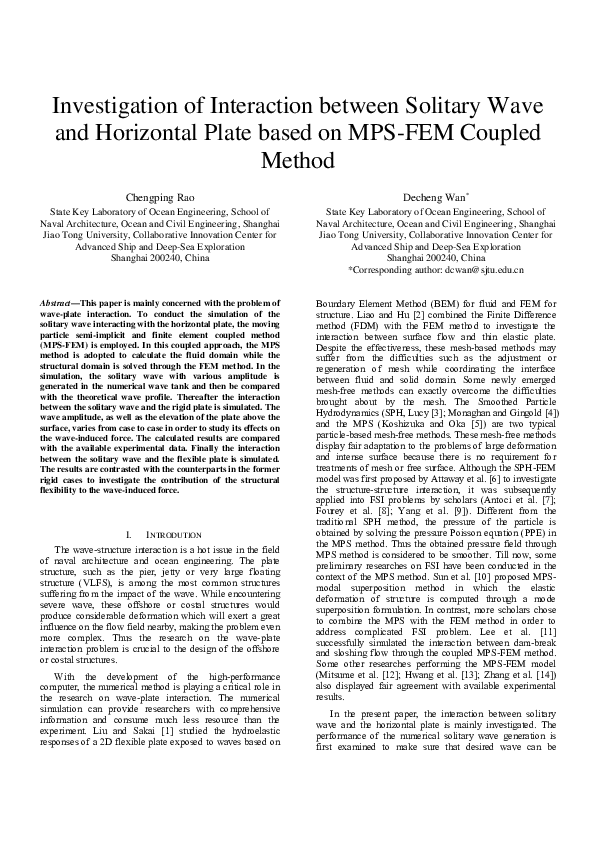 (PDF) Investigation of Interaction between Solitary Wave and Horizontal ...