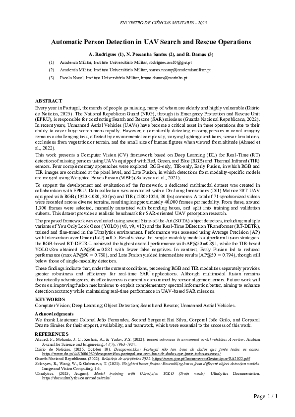 (PDF) Automatic Person Detection in UAV Search and Rescue Operations