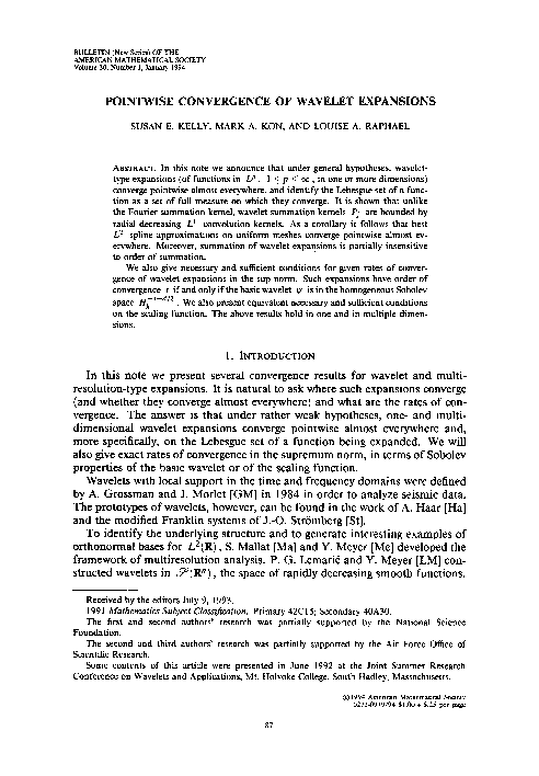 (PDF) Pointwise convergence of wavelet expansions