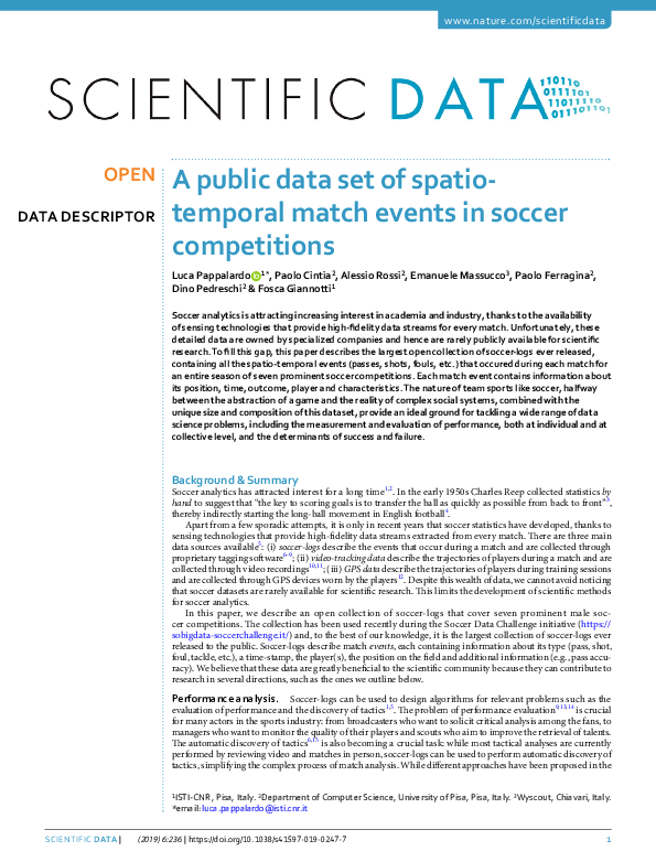 (PDF) Data paper on soccer-logs