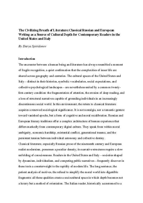 (PDF) The Civilizing Breath of Literature:Classical Russian and ...