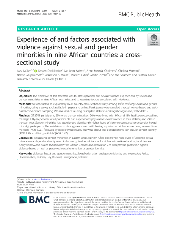 (PDF) Experience of and factors associated with violence against sexual ...