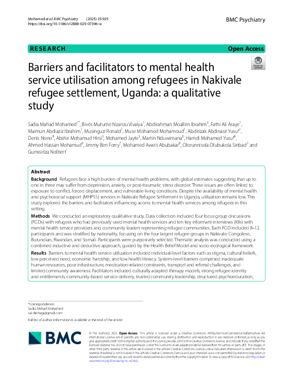 (PDF) Barriers and facilitators to mental health service utilisation ...