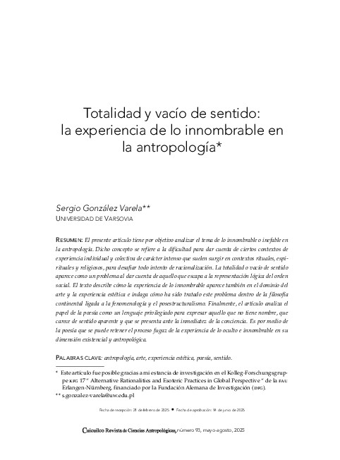 (PDF) Totalidad y vacío de sentido: la experiencia de lo innombrable en ...