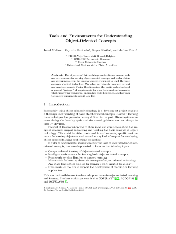 (PDF) Tools and Environments for Understanding Object-Oriented Concepts