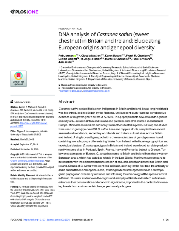 (PDF) DNA analysis of Castanea sativa (sweet chestnut) in Britain and ...