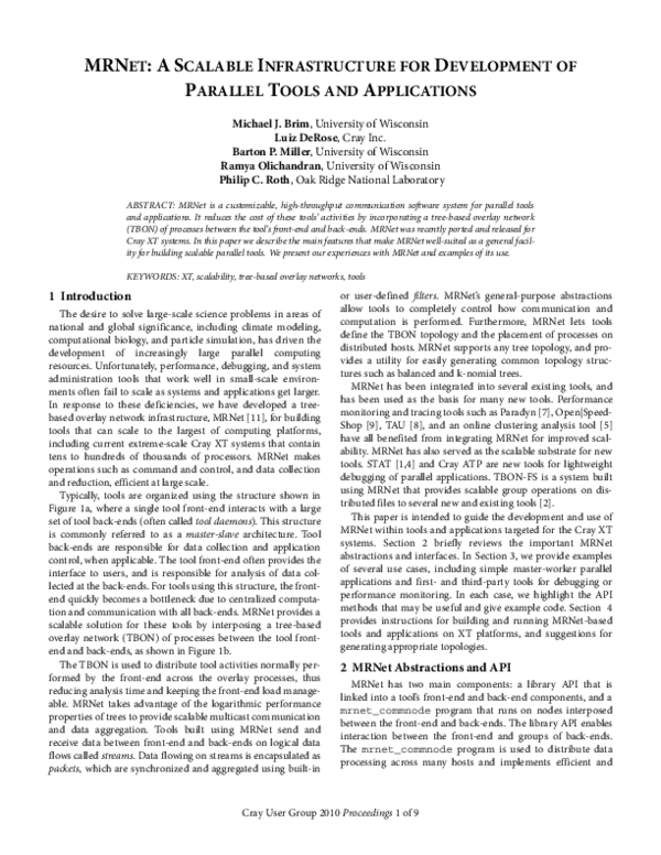 (PDF) Mrnet :As Calable Infrastructure for Development of Parallel ...