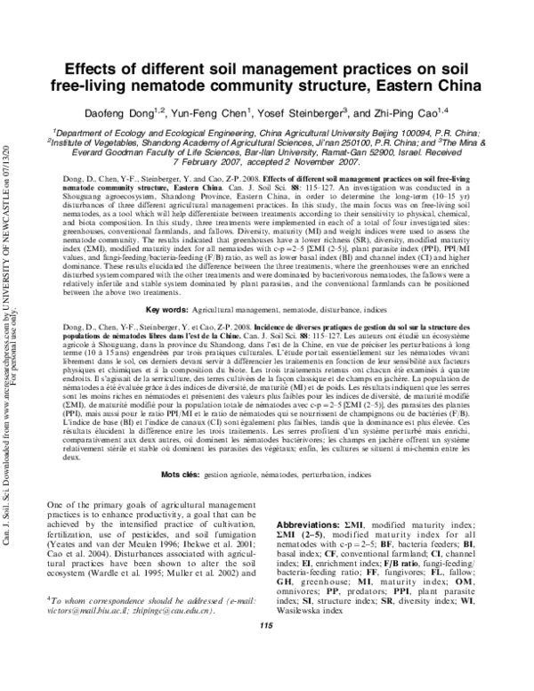 (PDF) Effects of different soil management practices on soil free ...