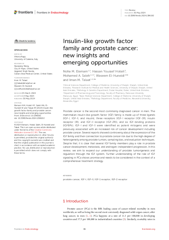 (PDF) Insulin-like growth factor family and prostate cancer: new ...