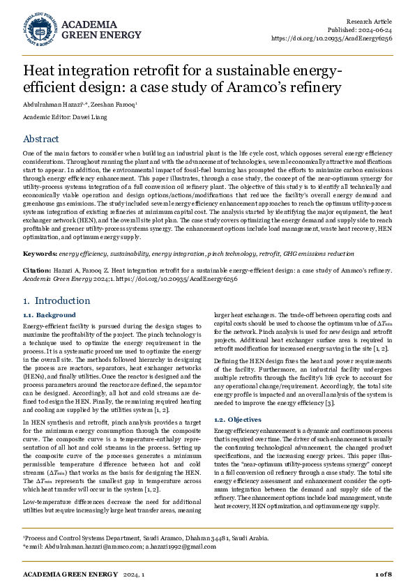 (PDF) Heat Integration Retrofit for a Sustainable Energy Efficient ...