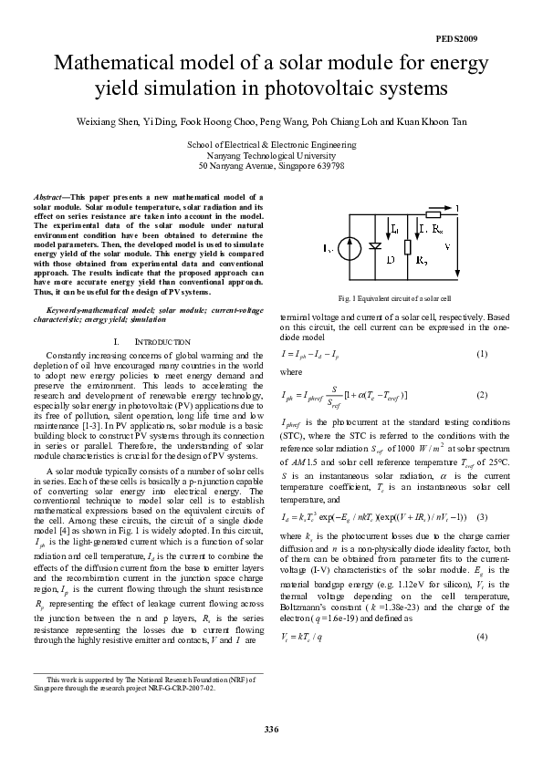 (PDF) Mathematical model of a solar module for energy yield simulation ...