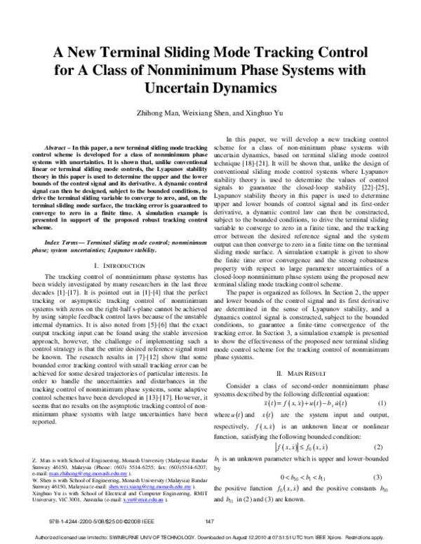 (PDF) A new terminal sliding mode tracking control for a class of ...