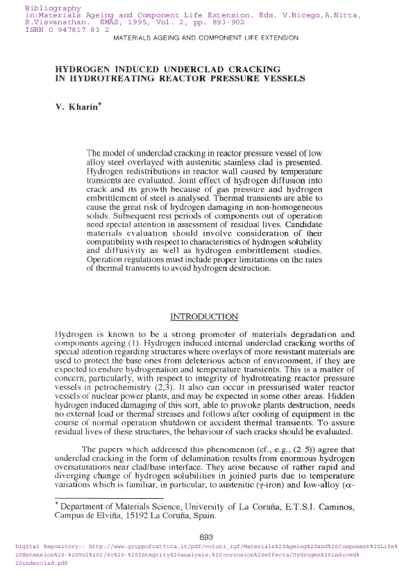 (PDF) HYDROGEN INDUCED UNDERCLAD CRACKING IN HYDROTREATING REACTOR ...