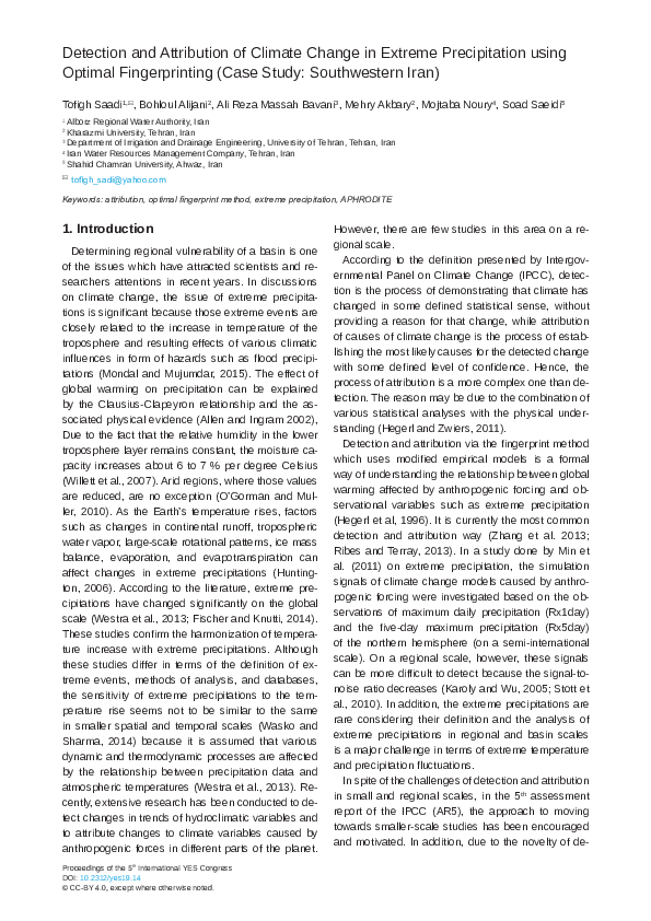 (PDF) Detection and Attribution of Climate Change in Extreme ...