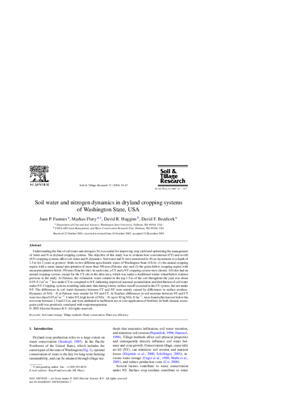 (PDF) Soil water and nitrogen dynamics in dryland cropping systems of ...