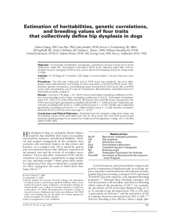(PDF) Estimation of heritabilities, genetic correlations, and breeding ...