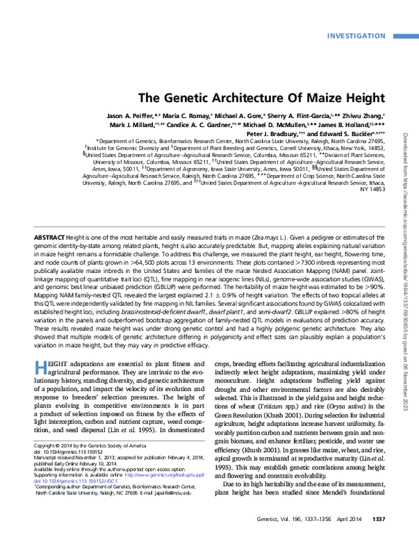 (PDF) The Genetic Architecture Of Maize Height