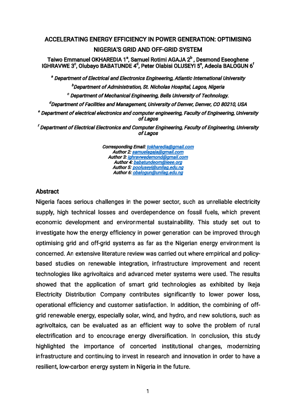 (PDF) ACCELERATING ENERGY EFFICIENCY IN POWER GENERATION: OPTIMISING ...