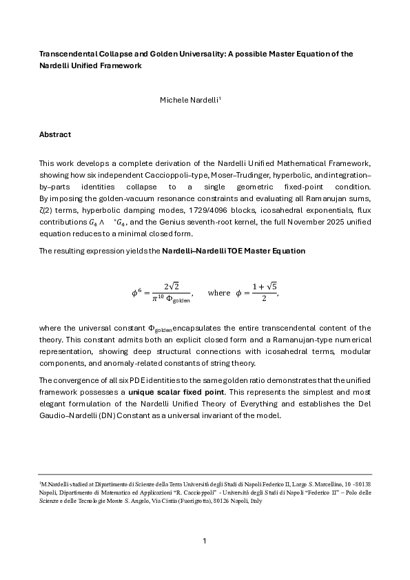(PDF) Transcendental Collapse and Golden Universality: A possible ...
