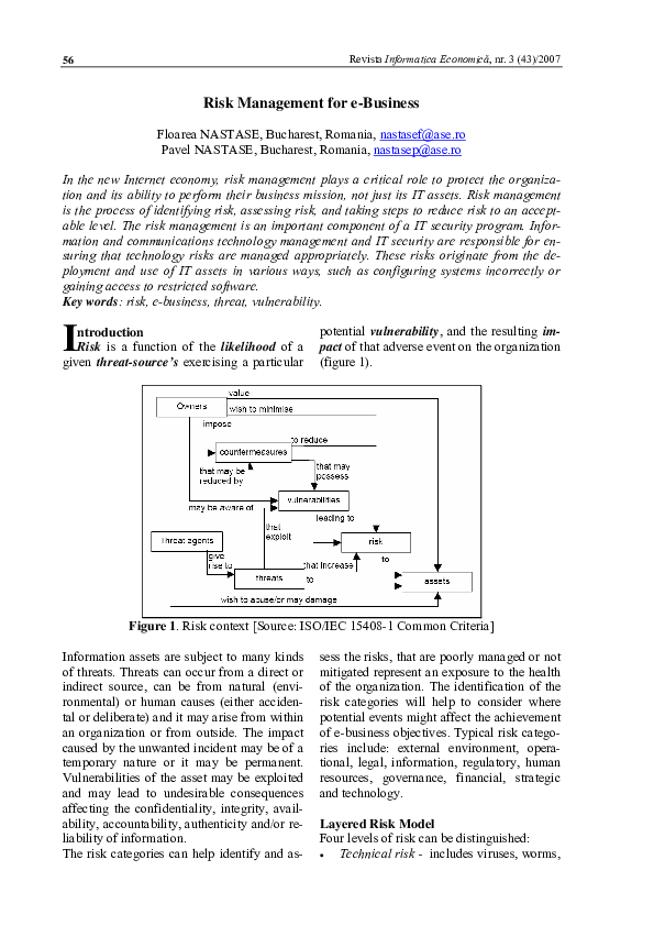 (PDF) Risk Management for e-Business