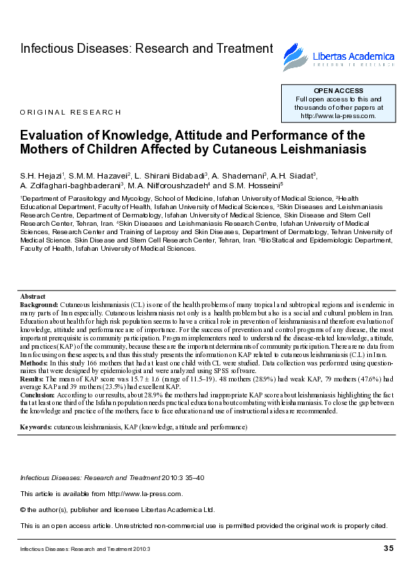 (PDF) Evaluation of Knowledge, Attitude and Performance of the Mothers ...
