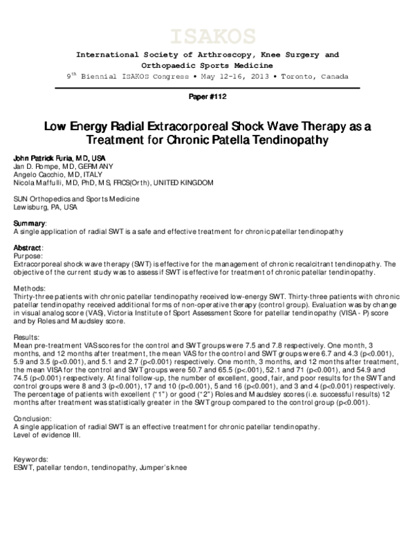 (PDF) Low Energy Radial Extracorporeal Shock Wave Therapy as a ...