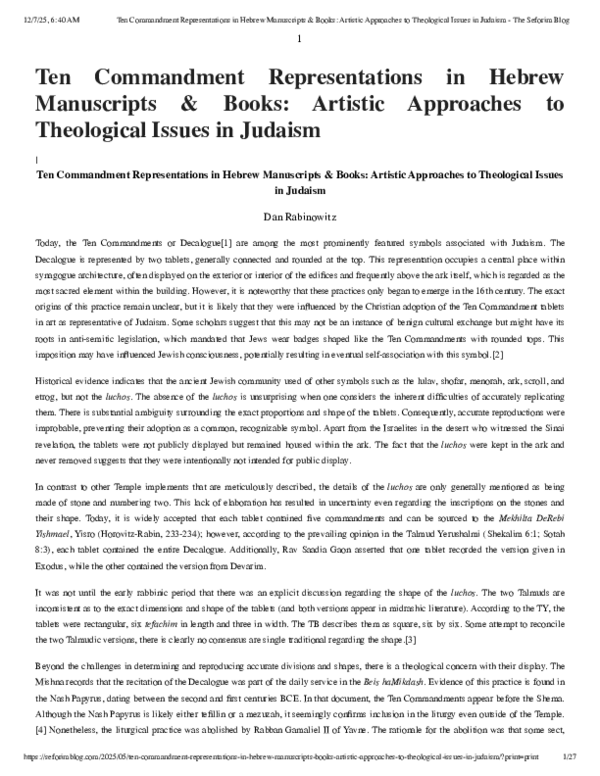 (PDF) Ten Commandment Representations in Hebrew Manuscripts & Books ...