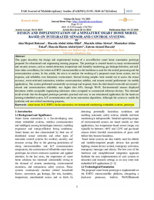 (PDF) DESIGN AND IMPLEMENTATION OF A MINIATURE SMART HOME MODEL BASED ...