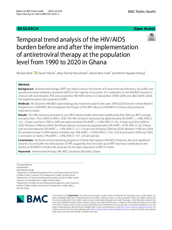 (PDF) Temporal trend analysis of the HIV/AIDS burden before and after ...