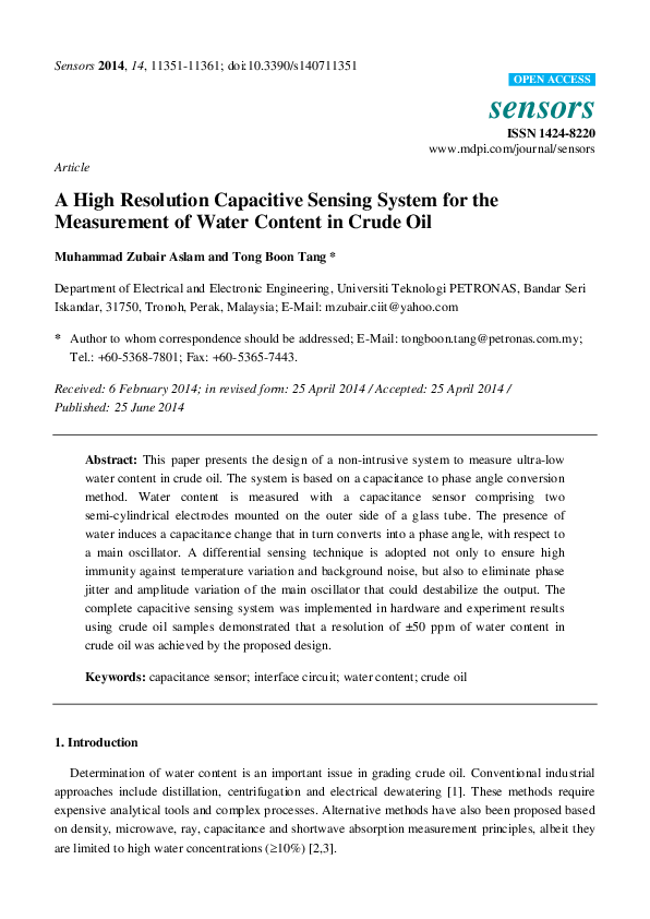 (PDF) A High Resolution Capacitive Sensing System for the Measurement ...