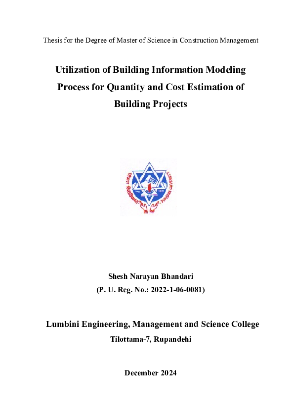 (PDF) Utilization of Building Information Modeling Process for Quantity ...