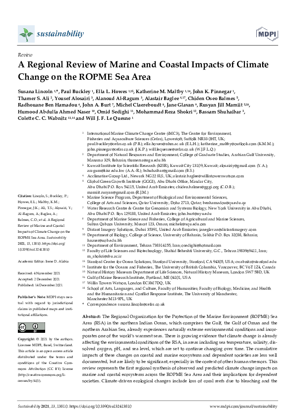 (PDF) A Regional Review of Marine and Coastal Impacts of Climate Change ...