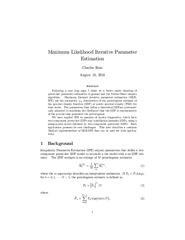 (PDF) Maximum Likelihood Iterative Parameter Estimation