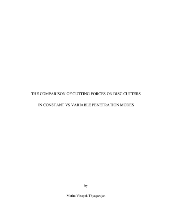 (PDF) Comparison of cutting forces on disc cutters in constant vs ...