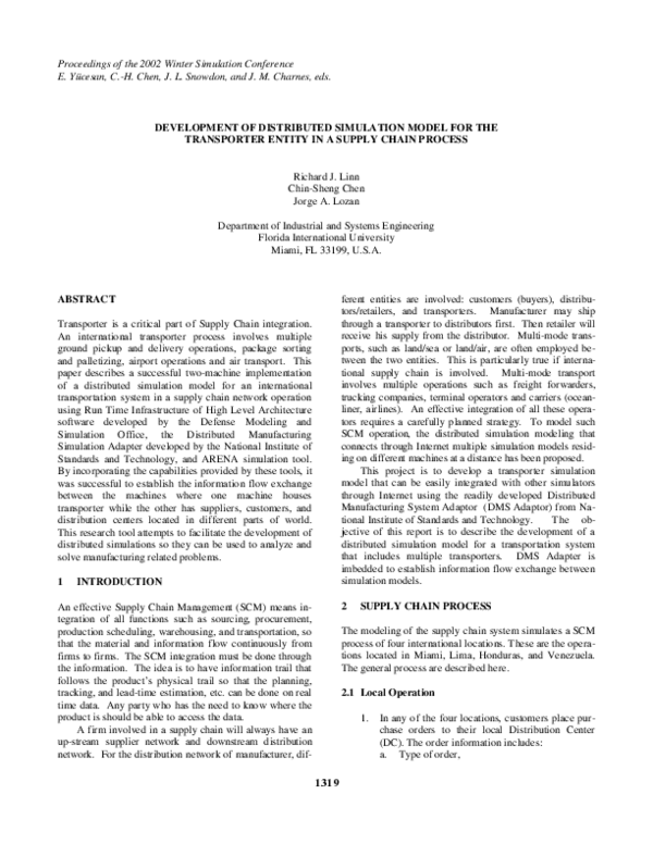 (PDF) Development of distributed simulation model for the transporter ...