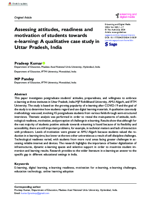 (PDF) Assessing attitudes, readiness and motivation of students towards ...