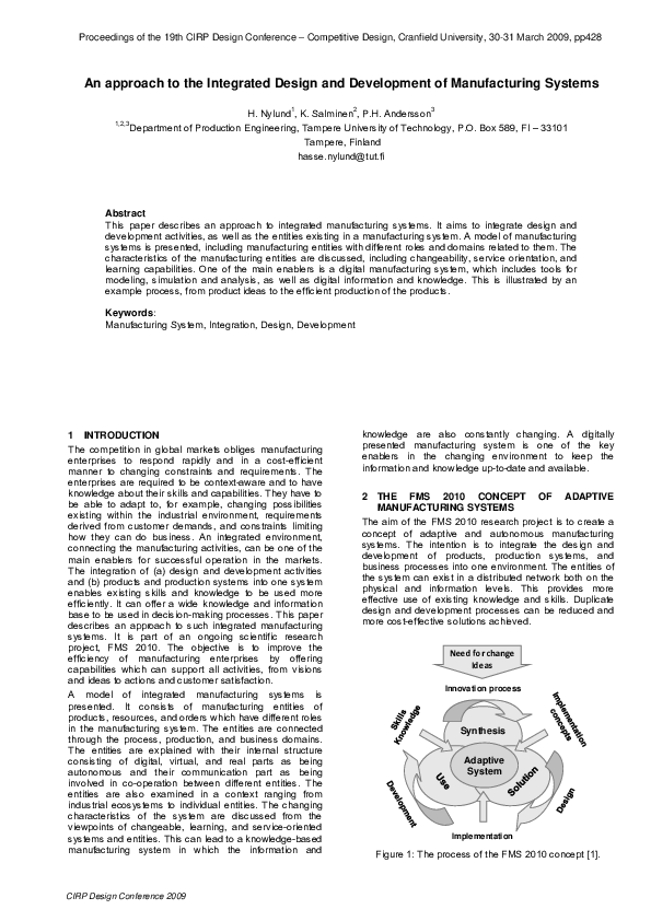 (PDF) An approach to the integrated design and development of ...