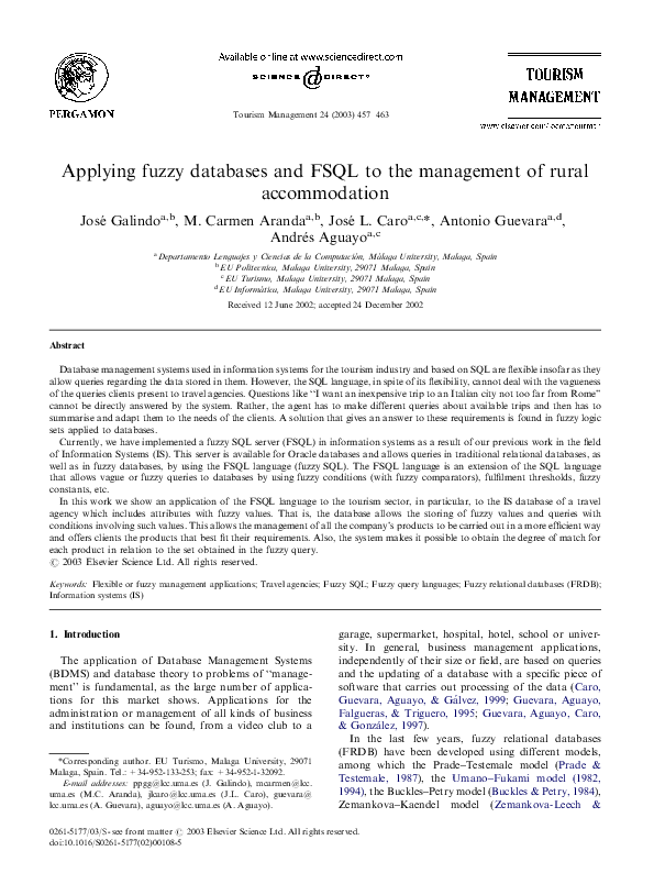 (PDF) Applying fuzzy databases and FSQL to the management of rural ...